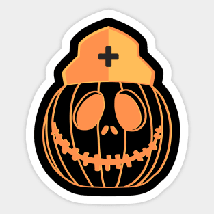 Pumpkin in a Nurse hat funny Nurse Halloween design Sticker